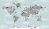 Fotobehang Animals World Map For Kids Wallpaper Design - Vliesbehang - 368 x 254 cm