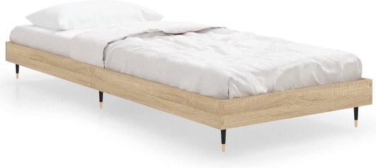 vidaXL - Bedframe - bewerkt - hout - sonoma - eikenkleurig - 75x190 - cm