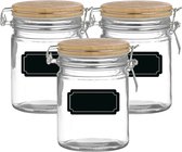 Pot/pot de conservation Weck - 6x - 700 ml - verre - avec couvercle pivotant - étiquettes incluses