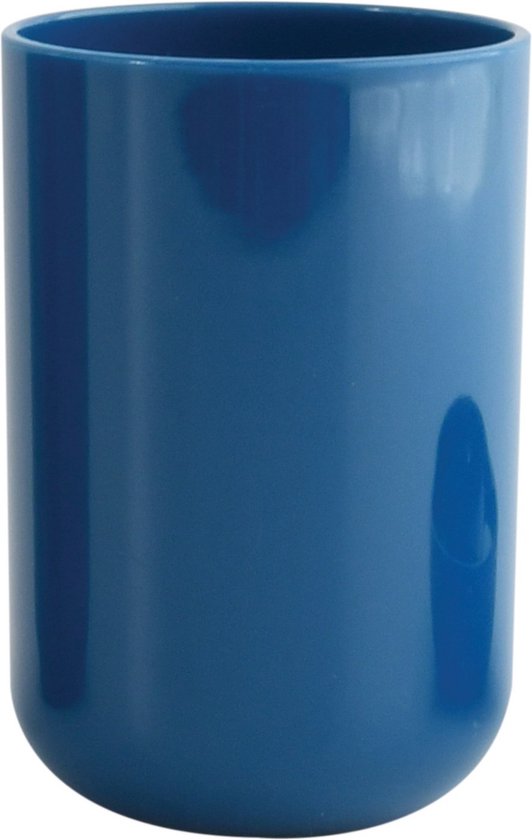 MSV Toiletborstel in houder/beker/zeeppompje badkamer set Moods - metaal/kunststof - donkerblauw
