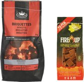 BBQ starterspakket - houtskool briketten 3 kilo - barbecue aanmaakblokjes 72x