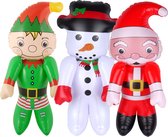 Decoratie figuren opblaasbaar -3x st -kerstman,sneeuwpop,kerstelf-65 cm - opblaas figuur