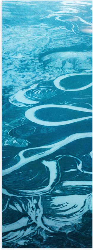 Poster (Mat) - Bovenaanzicht - Zee - Blauw - Wit - Water - 20x60 cm Foto op Posterpapier met een Matte look