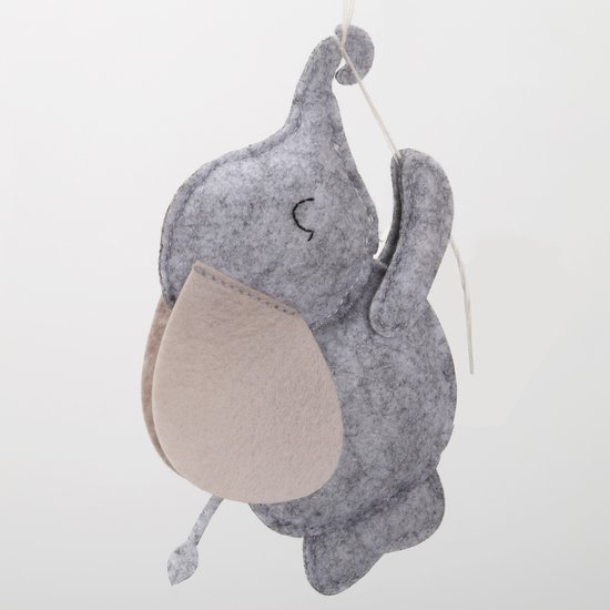 Kersvers - Box mobiel - olifant knuffel - luchtballon - mobiel baby jongen en meisje - Olifant speelgoed - safari - vrolijke kleurtjes - Vilten mobiel - Wieg - Babykamer - zonder muziekarm - olifant knuffel - slapen baby — afbeelding 3