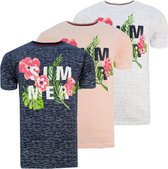 3 Pack Mens Soulstar 100% cotton Printed T-Shirt Casual, 200 gsm fabric quality Maat M, White-Navy-Peach