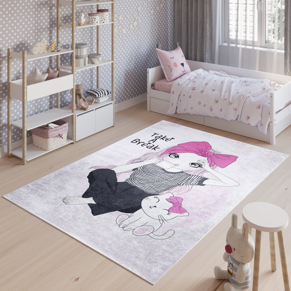 Tapiso Emma Vloerkleed Kinderkamer Jeugdkamer Roze Meisje Speelmat- 80x150 Roze 4