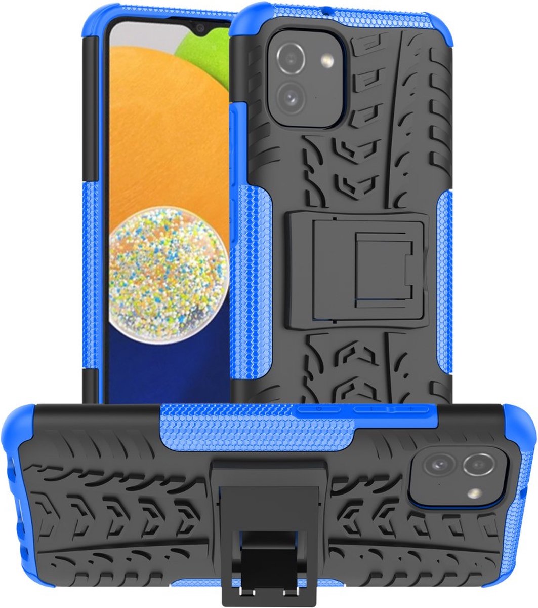 Coverup Rugged Kickstand Back Cover - Geschikt voor Samsung Galaxy A03 Hoesje - Blauw