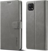 LC.IMEEKE Luxe Book Case - Geschikt voor Samsung Galaxy A22 5G Hoesje - Grijs