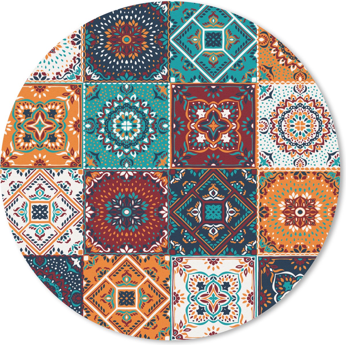 Muismat rond 40x40 cm - Mousepad Retro - Bladeren - Design - Oranje - Bruin - Ronde muismatten