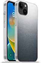 Geschikt voorApple Iphone 14 Plus - Soft case hoesje - Metaal print - Lijn - Grijs - Siliconen Telefoonhoesje