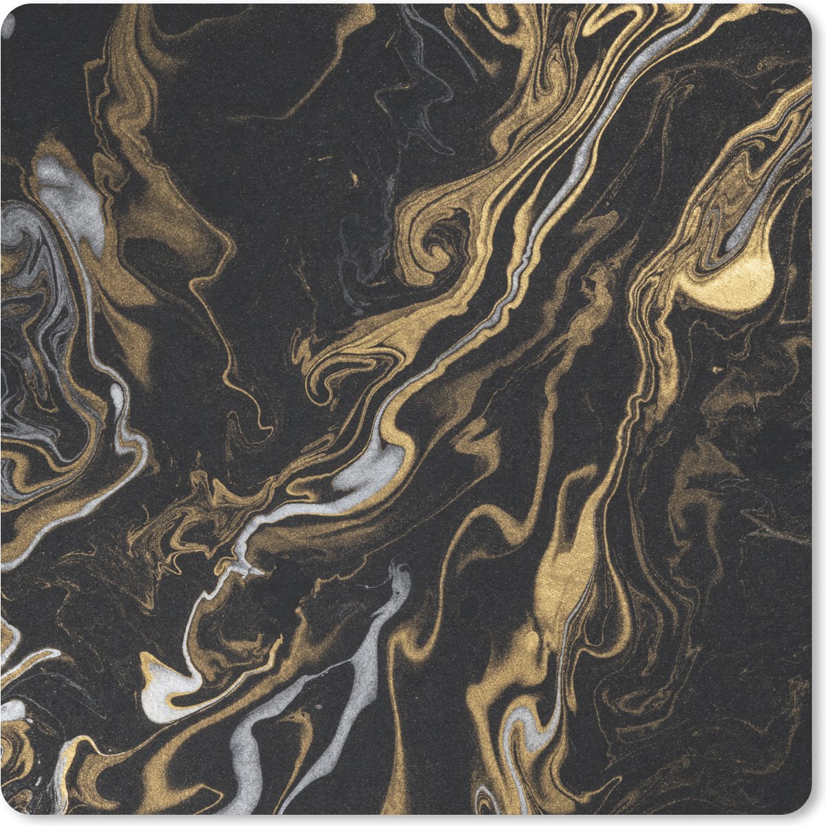 Muismat 30x30 cm - Mousepad Marmer - Zilver - Goud - Abstract - Muismatten