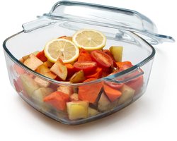 Braadpan schaal glas met deksel 2.5L Braadpan schaal met deksel Ovenvaste braadpan van borosilicaatglas Klein