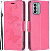 Coverup Vlinders Book Case - Geschikt voor Nokia G22 Hoesje - Roze
