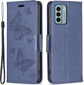 Coverup Vlinders Book Case - Geschikt voor Nokia G22 Hoesje - Blauw