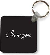 Porte-clés - Citation ''je t'aime'' fond noir - Plastique - Cadeau Saint Valentin