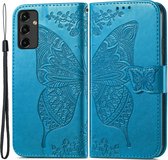 Butterfly Book Case - Coque Samsung Galaxy A14 - Blauw