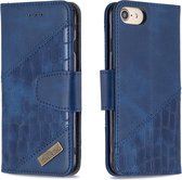BINFEN Croco Book Case - Geschikt voor iPhone SE (2022/2020), iPhone 8 / 7 Hoesje - Blauw