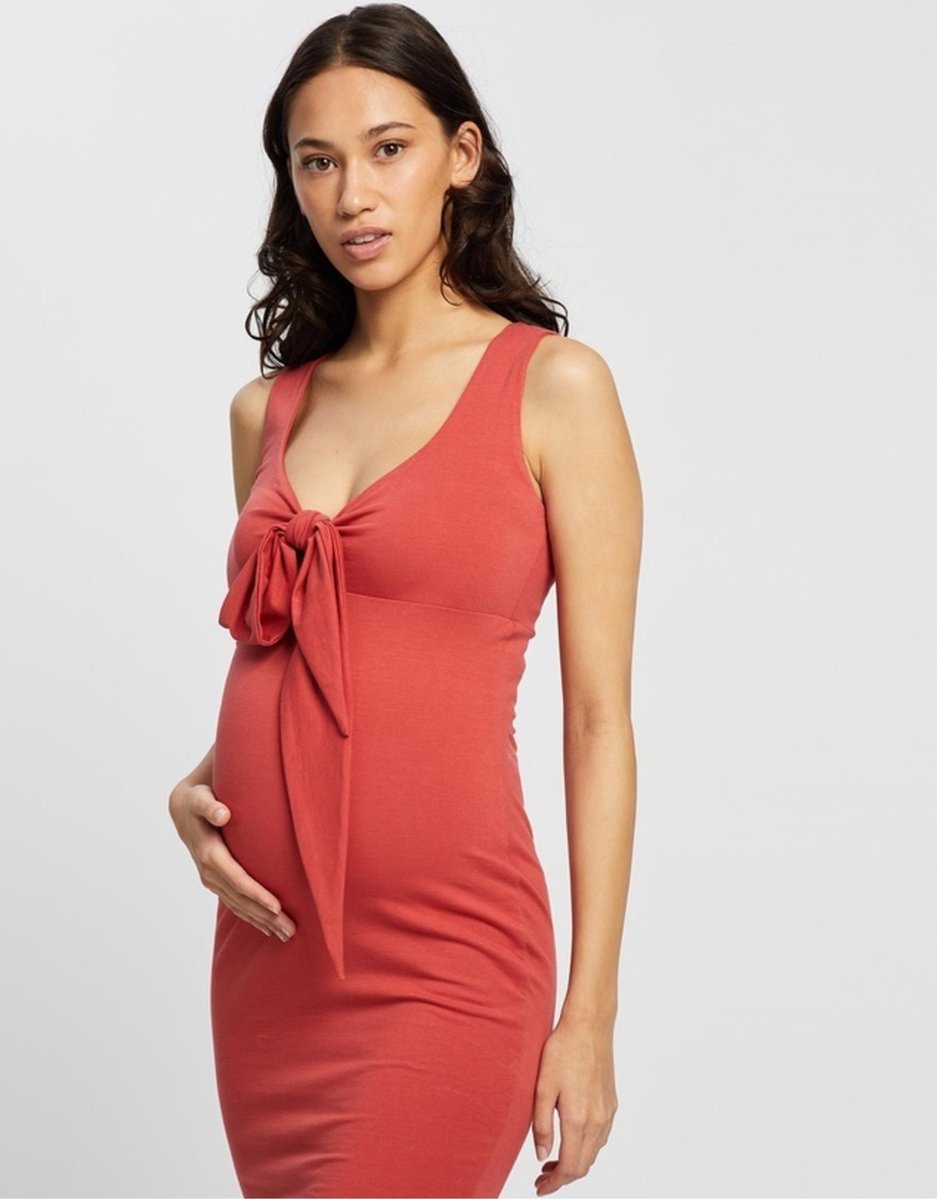 Bump Love Maternity Sanur zomerjurk met strikje Teal, Maat S