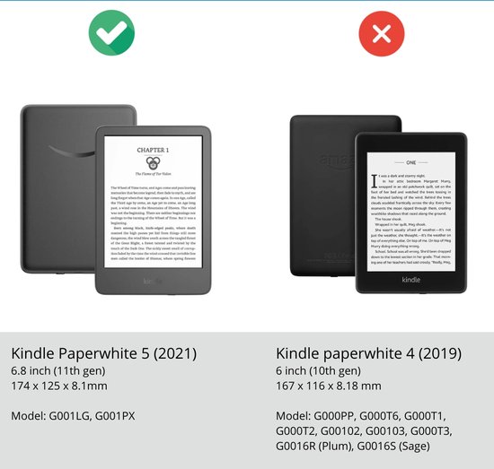 Case2go - Housse de liseuse adaptée pour  Kindle Paperwhite