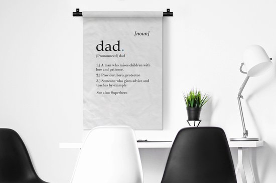 Tapisserie Vaderdag - Cadeau Vaderdag / Joli cadeau Fête des Pères avec définition Papa Tapisserie Coton 60x90 cm - Tapisserie avec photo