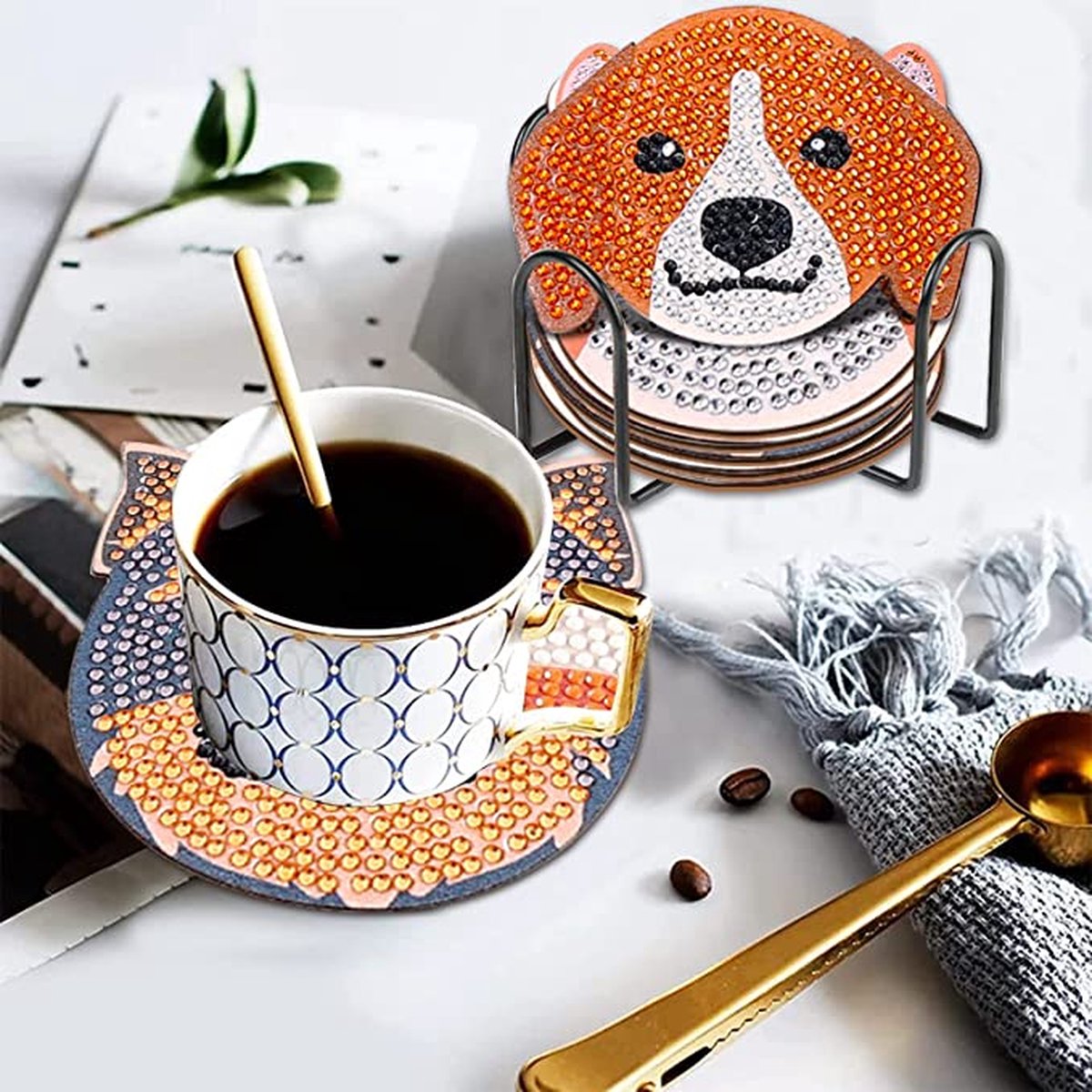 F4B Diamond Painting Onderzetters Honden – 10 Stuks – Ø10 cm – Rond — afbeelding 9
