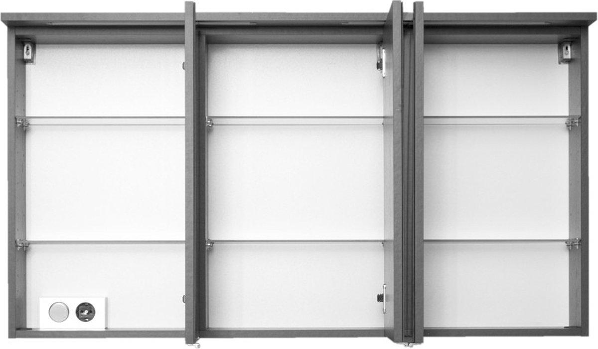 Spiegelkast Bobbi 120cm model 1 3 deuren & ledverlichting - grafiet