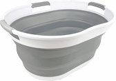 Panier à linge pliable en plastique de 25 l - Conteneur de stockage/organisateur Pop- Évier portable - Panier à linge peu encombrant (blanc/gris)