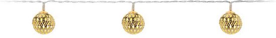 Guirlande lumineuse/guirlande lumineuse avec 10 boules métalliques décoratives dorées 100 cm sur piles