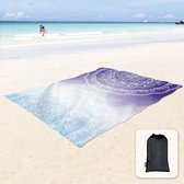Mandala Design zijdeachtige, zachte zandvrije stranddeken, zandbestendige mat met hoekzakken en mesh zak, 215 x 183 cm, voor strandfeesten, reizen, camping en outdoor, muziekfestival, blauwe mandala