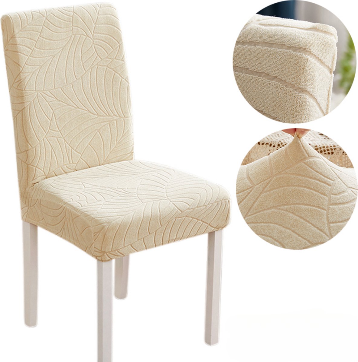 Stoelhoezen, Scandinavische stoelhoezen, stretch Shell eetkamerstoelhoezen, Scandinavische stoelhoezen, 4 stuks, beige A