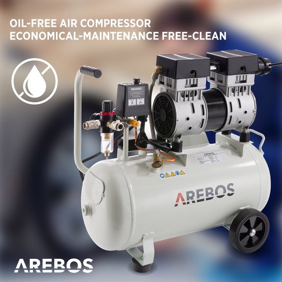 AREBOS Luchtcompressor Whisper Compressor Persluchtcompressor 800 W met 24  L | bol.com