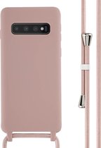 iMoshion Hoesje Geschikt voor Samsung Galaxy S10 Hoesje Met Koord - iMoshion Siliconen hoesje met koord - roze