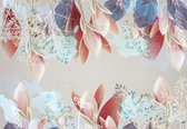 Fotobehang - Vinyl Behang - Bloemen en Bladeren in Pastelkleuren - 368 x 280 cm