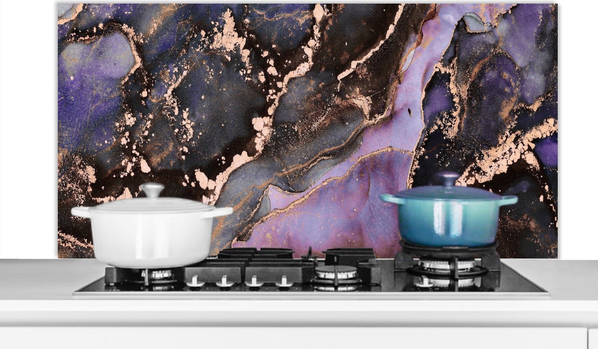 Spatscherm- Roze - Goud - Spatwand - Luxe - Marmer print - Keuken - Achterwand keuken - 120x60 cm