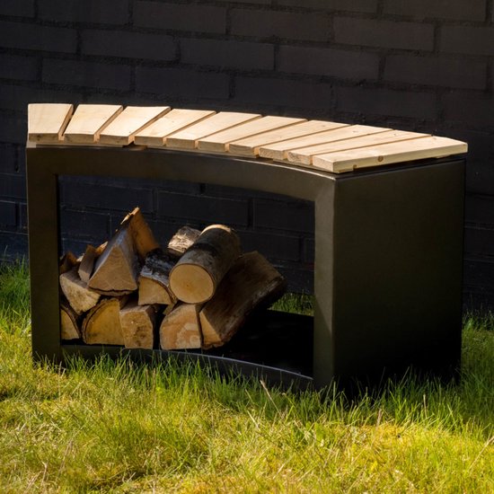 Outsunny Houtopslag Voor Binnen 42,5 X 33,5 X 43 Cm, Houtopslag Voor Binnen 42 5 X 33 5 X 43 Cm Houtopslag Voor Haard Van Metaal Zwart~20muh7to1to00