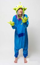 KIMU Onesie alien pak - maat L-XL - alienpak space kostuum groen UFO monster jumpsuit pyjama