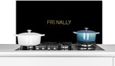 Spatscherm keuken 100x50 cm - Kookplaat achterwand Quotes - Vrijdag - Black - Gold - Muurbeschermer - Spatwand fornuis - Hoogwaardig aluminium