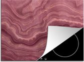 KitchenYeah® Inductie beschermer 60x52 cm - Roze - Geode - Stenen - Agaat - Kookplaataccessoires - Afdekplaat voor kookplaat - Inductiebeschermer - Inductiemat - Inductieplaat mat