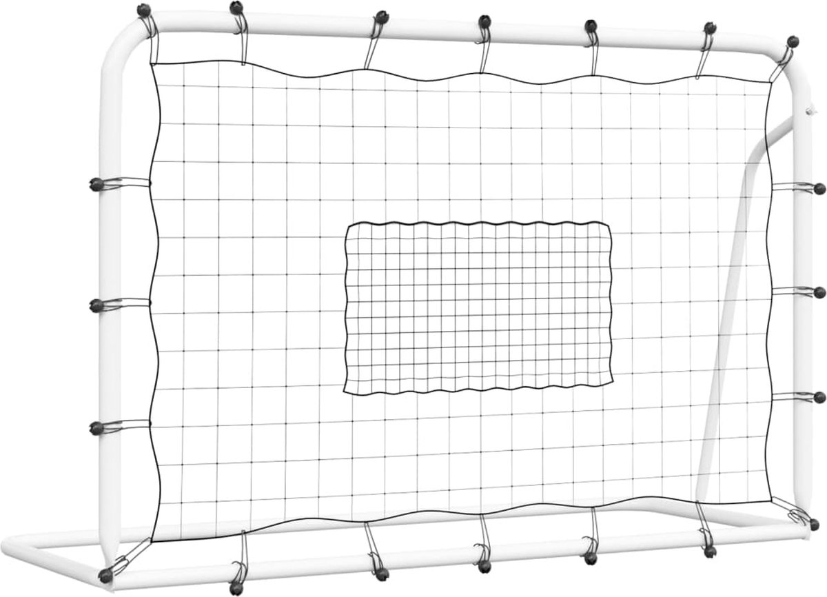 vidaXL - Voetbalrebounder - 184x61x123 - cm - staal - en - PE - wit - en - zwart