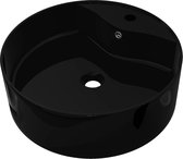vidaXL Lavabo avec trou pour robinet et trop-plein rond en céramique noir