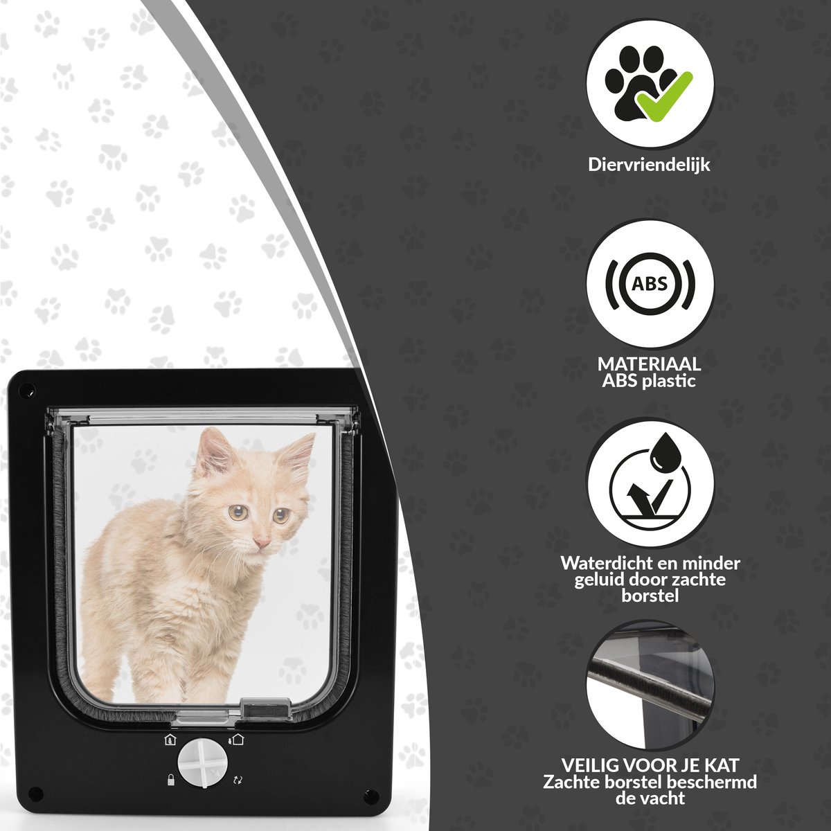 Lunspets – Kattenluik met Tunnel en Magnetische Sluiting – 23.5x27x5.5 cm - Waterdicht - Zwart thumbnail 2