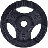 Gorilla Sports Gewichtsschijf - Halterschijf - 5 kg - Gripper Gietijzer zwart - 30 mm