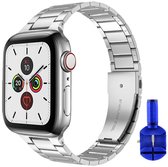 Convient pour bracelet Apple Watch - By Qubix - Bracelet à maillons en acier - Argent - Convient pour Apple Watch 42 / 44/ 45mm - Bracelet en acier - iWatch