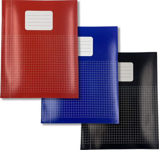 Schriften A5 formaat Ruit 5 mm - Rood Blauw Zwart - 10 pak - Schoolschrift geruit - DULA