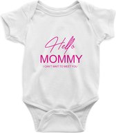 Hello Mommy Rompertje - Rose Print , Maat S, 0-3 maanden, 50/56, go max, Korte Mouw, Nieuw Baby Cadeau, Zwangerschap , Aankondiging , Romper Baby Jongen Meisje