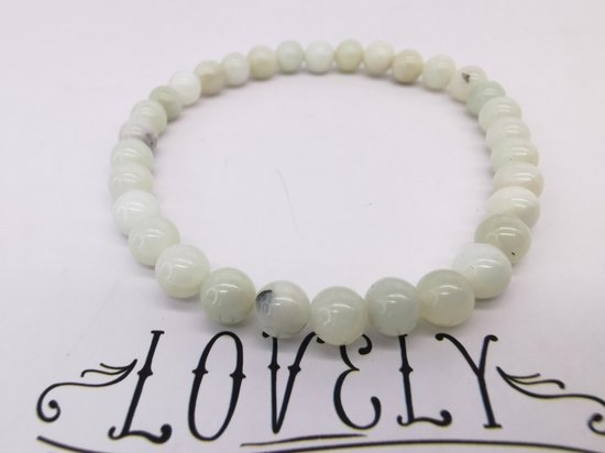 Armband – Edelsteen – Berg jade - 6mm Kralen - 22 cm - Werking - kalmerend bij nervositeit, spanningen en stress en zorgt voor innerlijke rust.