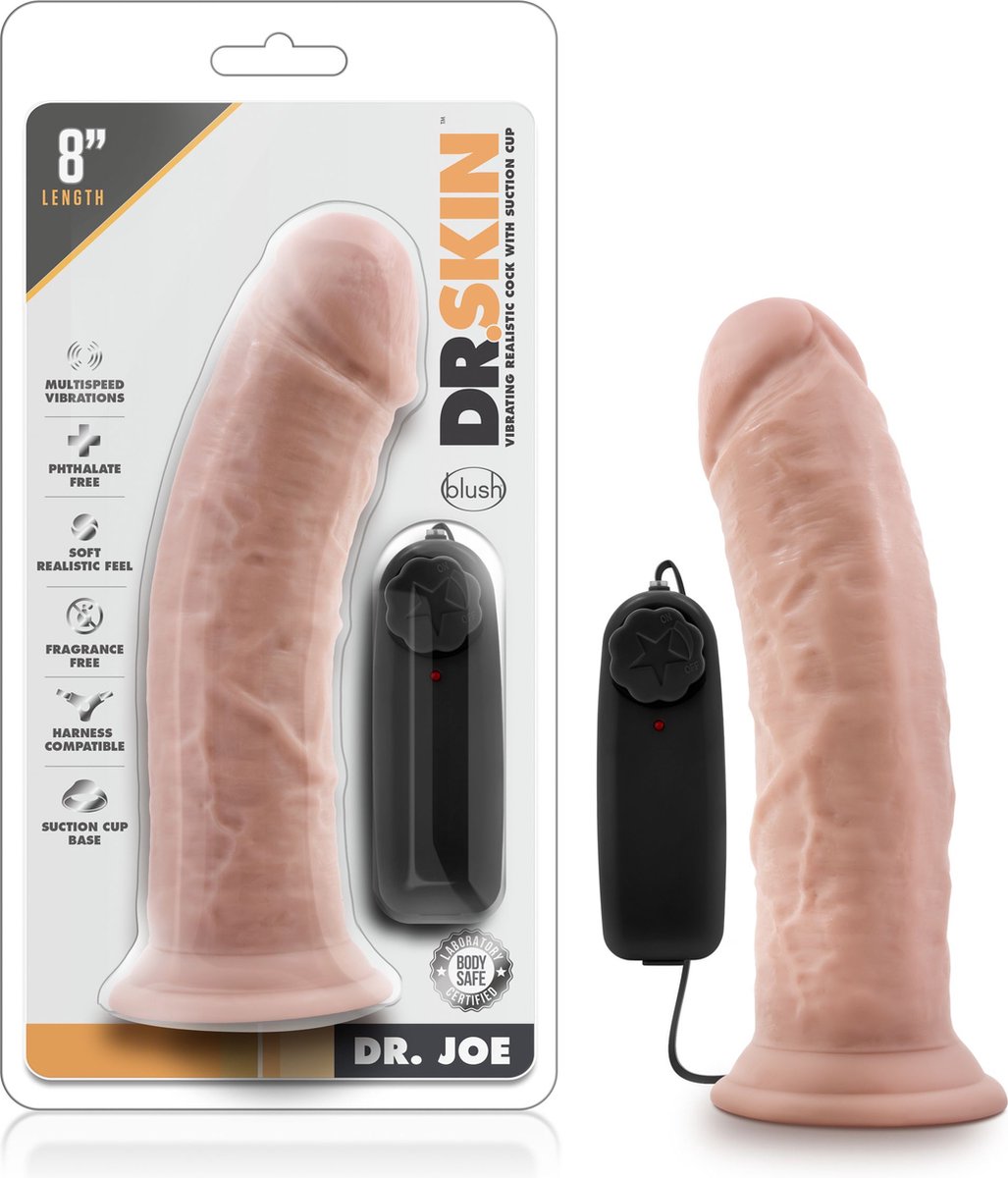Dr. Skin - Dr. Joe Vibrator Met Zuignap 20 cm - Vanilla