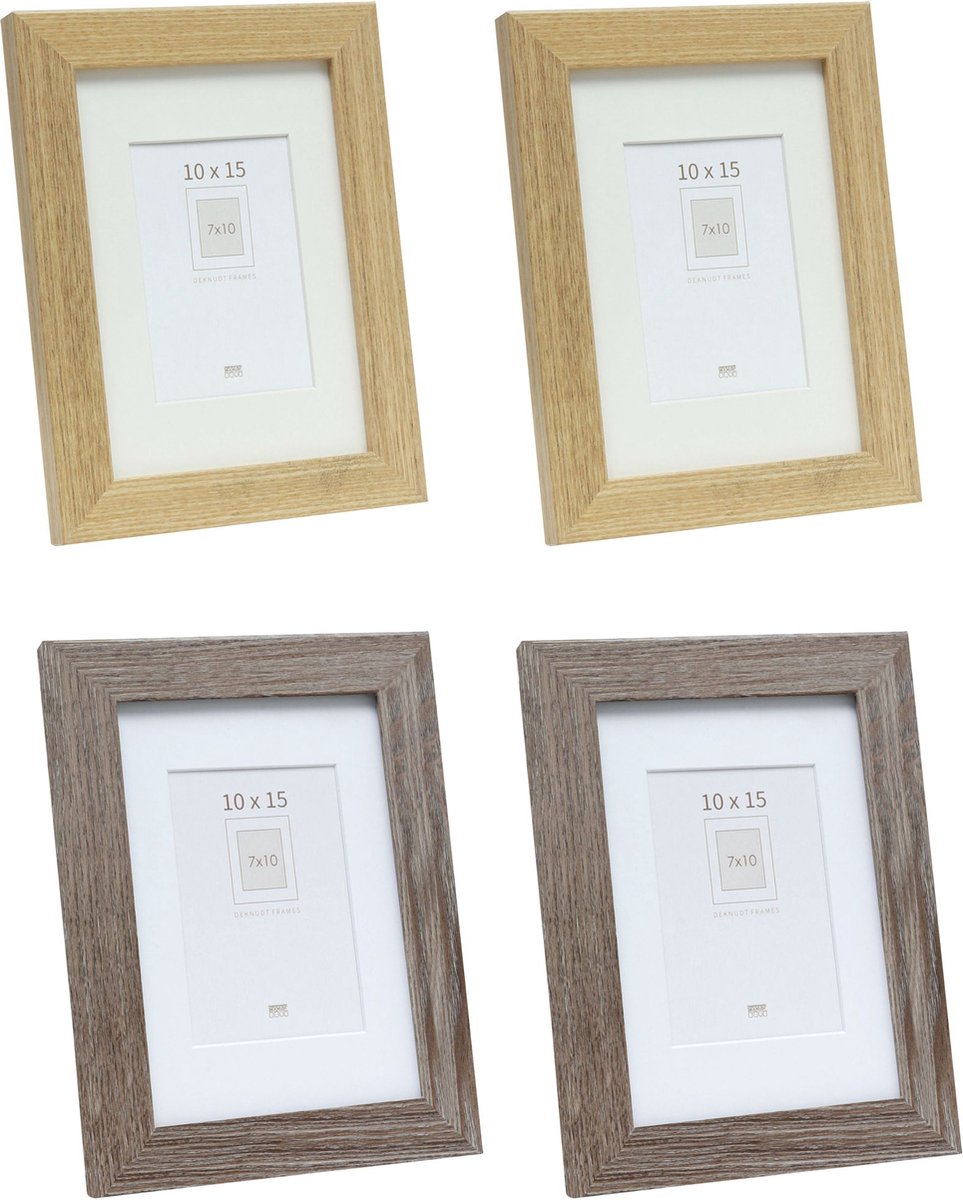 Deknudt Frames fotowand S66KMP 1 - 4 fotokaders - foto 7x10/10x15 cm naturel