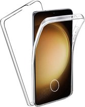 Hoesje geschikt voor Samsung Galaxy S23 Ultra - 2 in 1 Volledig Dekkende 360 Hoes Transparant met Ingebouwde Siliconen Screenprotector