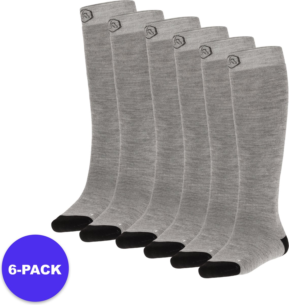 Apollo Skisokken kind Plain Unisex – 31/34 6-Pack Voordeelpakket Grijs